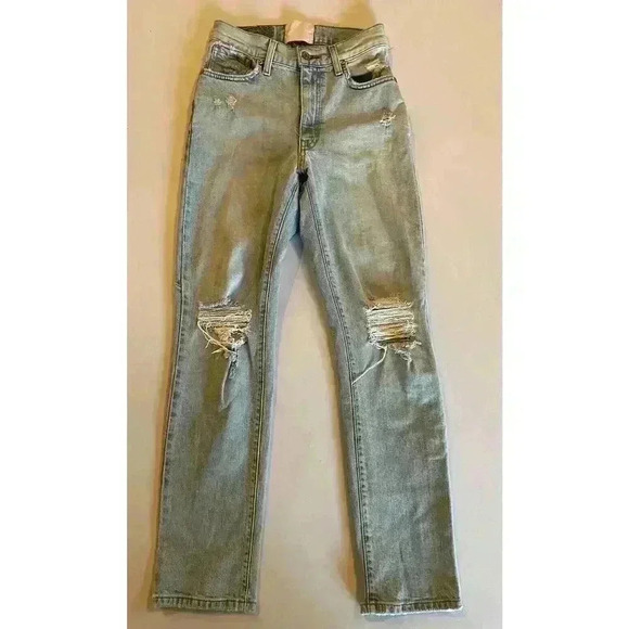 Revice Denim Butt Patch Star Straight Leg Jeans 27 High Rise Medium Wash USA - Picture 2 of 8